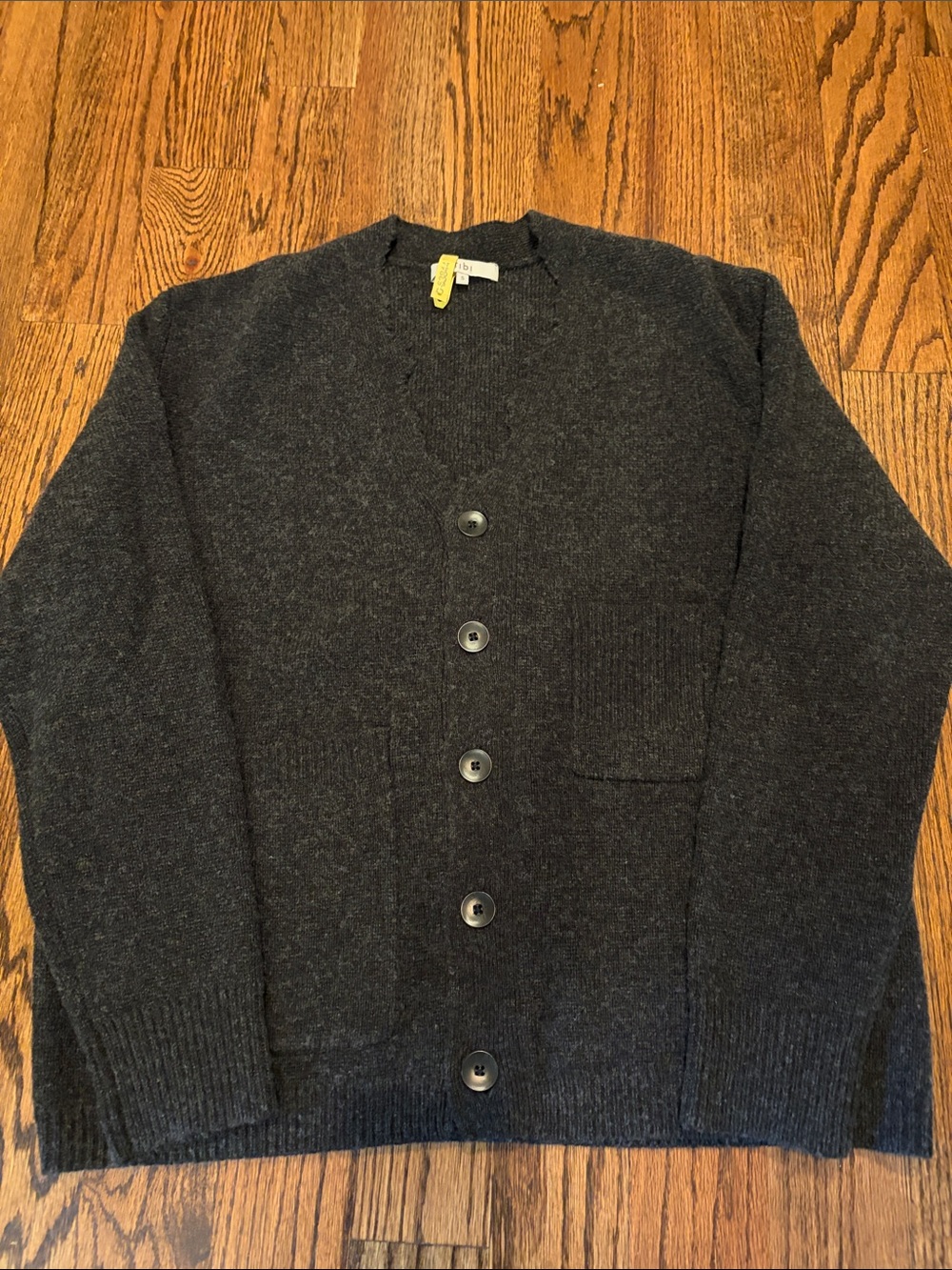 Tibi women's pocket Dark Charcoal Button Cardigan small